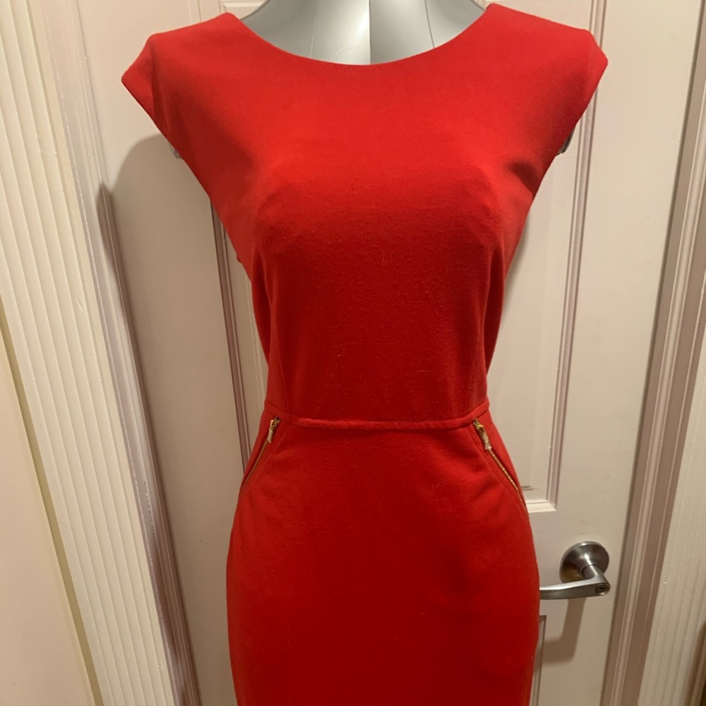 Red Calvin Klein knee length dress